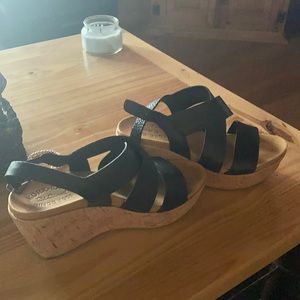 Black strappy wedges. Size 8